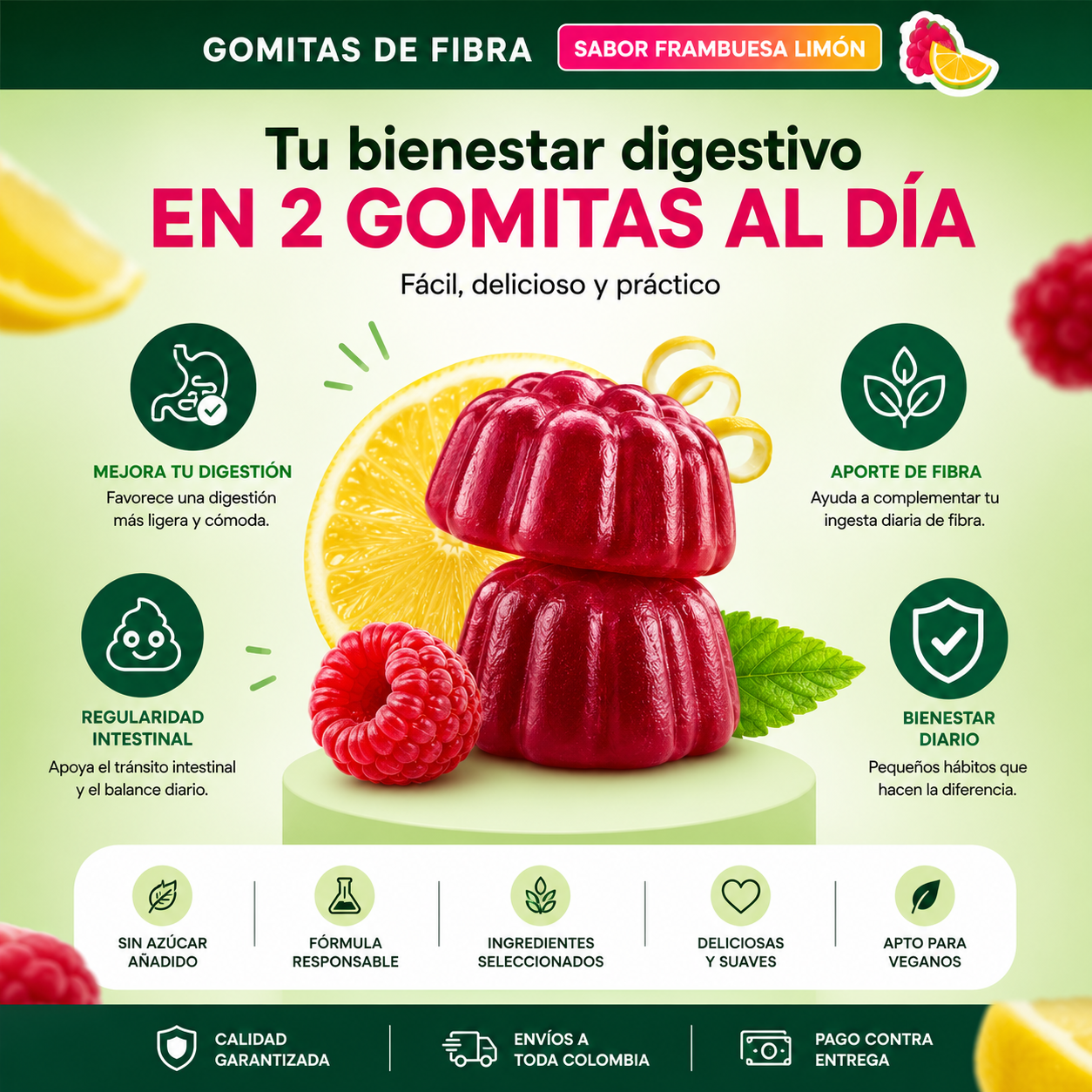 GOMAS FIBER GUMMIES 🚀🍓 Dile adiós a la pesadez después de comer 💥😌